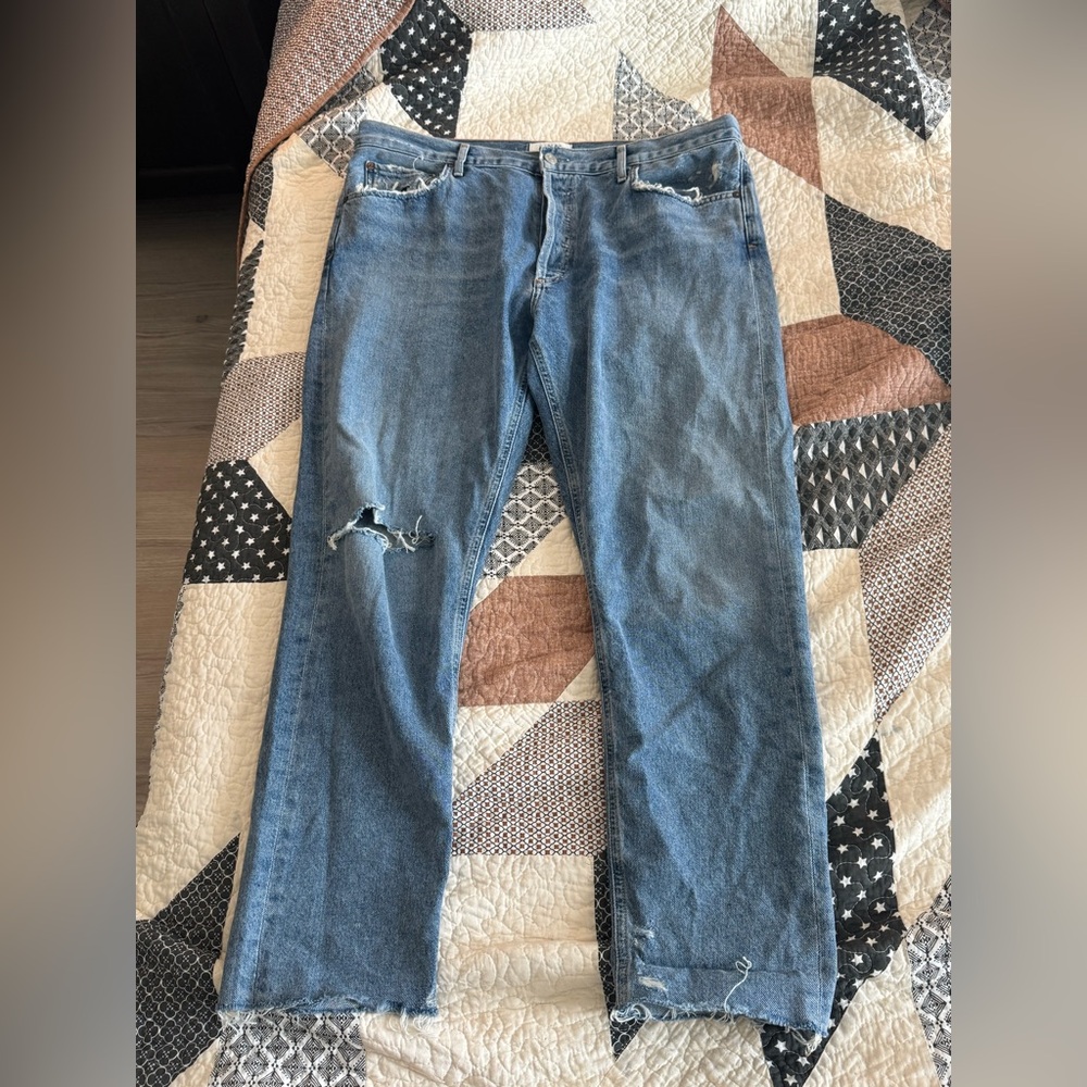agolde high rise distressed denim 32